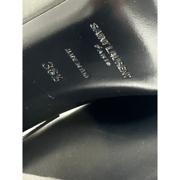 Saint Laurent Black Cherry Leather Platform Ankle Boots lace-up Designer EU 36.5 - Picture 10 of 14